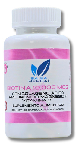 Biotina 10,000 + Colágeno Acido Hialuronico Magnesio 100 Cap