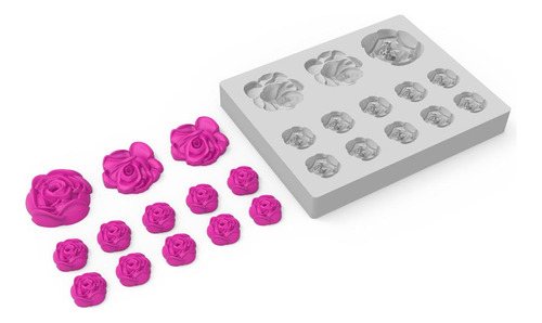 Molde De Silicone Rosas 13 Cav.