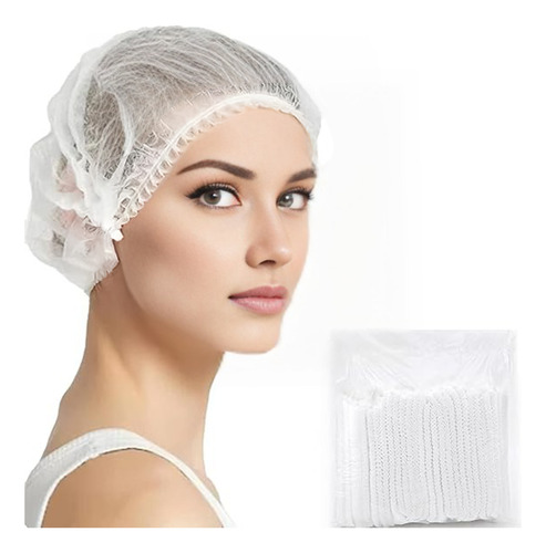 100 Piezas Gorro Plisado Desechable Cofia Antipolvo Blanca