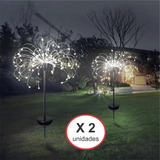 Farol Estaca Led Fuegos Artificiales Exterior Solar Set X2