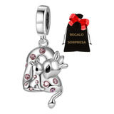 Regalo Charm Mamá Bebé Jirafa Amor Corazón Plata Swarovski E