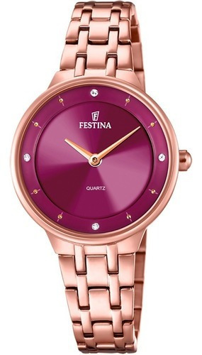 Reloj F20602/2 Festina Mujer Mademoiselle /marisio Color De La Correa Rosê Color Del Bisel Rosé Color Del Fondo Bordó