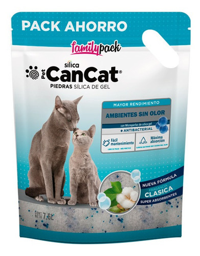 Piedras Sanirarias Silica Gel Cancat Family Pack X 7.6 Lts