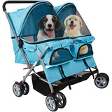 Carriola Carreola Doble Perros Gatos Dporticus Azul Celeste