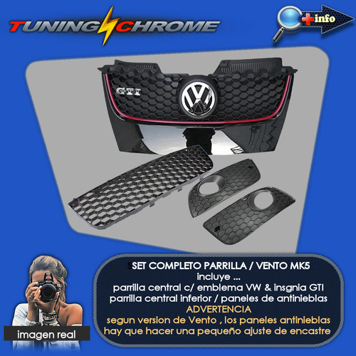 Vento Mk5 Gti Parrilla Panal Abeja Set 4 Piezas Tuningchrome Foto 3