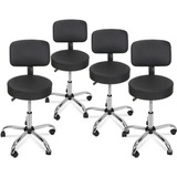 Set De 4 Silla Taburete Ajustable, Hidráulica Con Ruedas