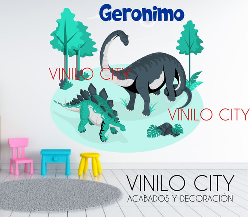 Vinil Decorativo Dinosaurios Cuarto Infantil A4