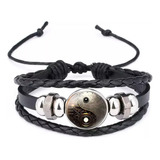 Pulsera Cuero Trenzado Con Símbolo De Tai Chi Yin Yang Robot