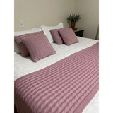 Peseira Manta Trança Tricot Cama Queen Sala Sofá 230x60cm