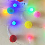 Guirnalda Luces Bolitas Led Rgb Pompones Colores C Enchufe