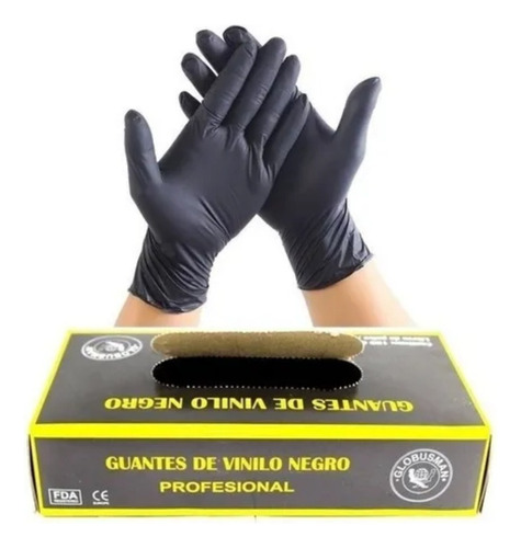 Guante Negro De Vinilo Talla Mediana 100 Piezas Globusman Talla M