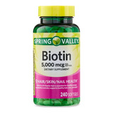 Biotina 5,000mcg 240 Caps Cabello Uñas Piel Biotin Spring Va