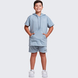 Conjunto Infantil Moletom Menino Shorts Camisa Canguru Kids