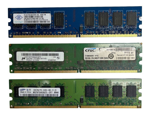 2 Modulos De Memoria Ram Ddr2 2gb C/u Para Pc... Total 4gb