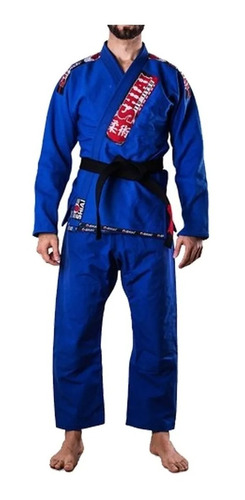 Kimono Jiujitsu Azul Tramado Mediano Marca Shiai