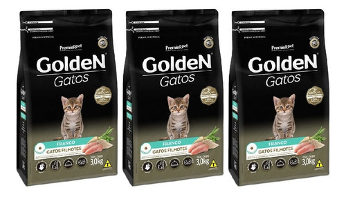 Ração Golden Gatos Filhotes Frango 3kg Kit 3 Unidades