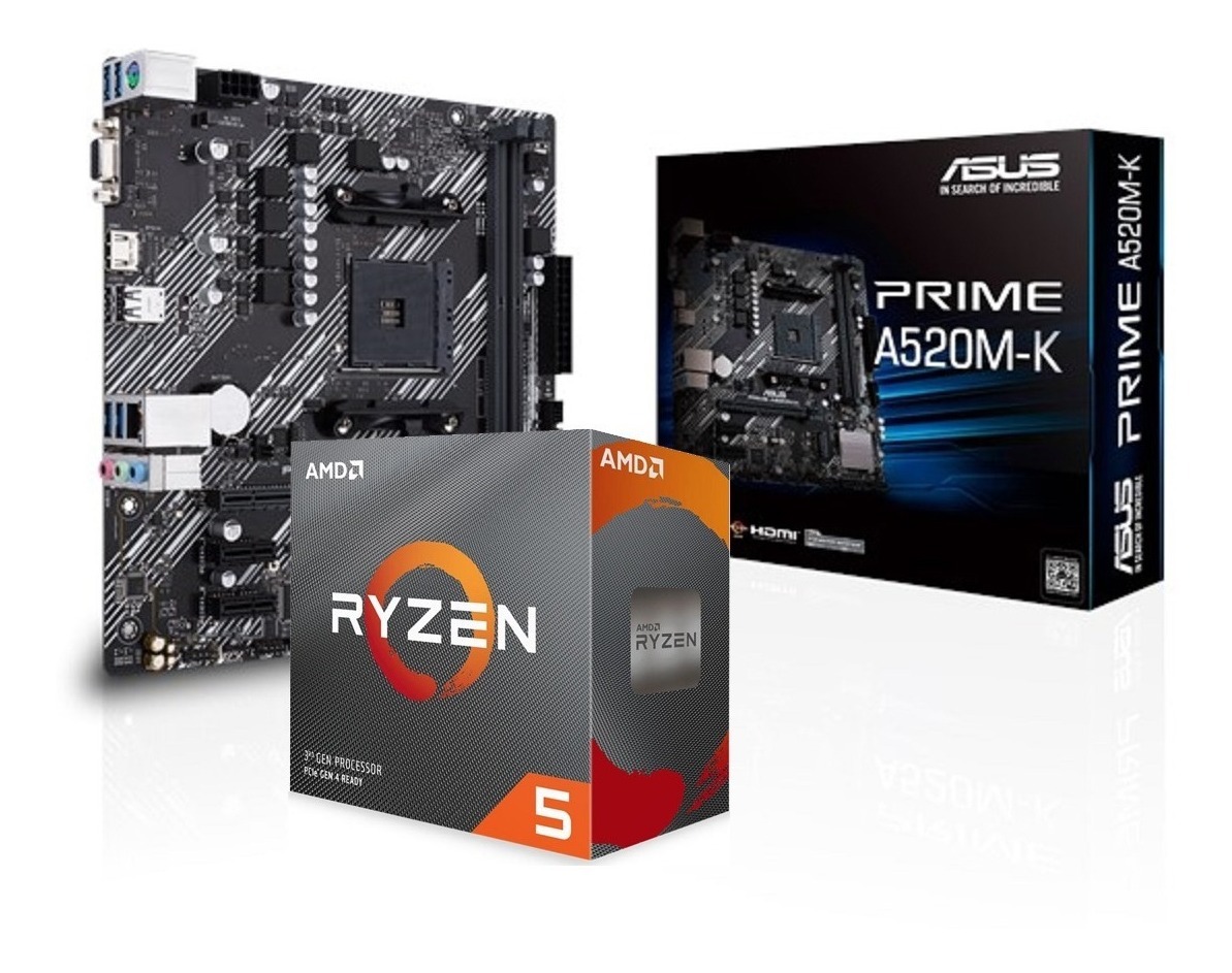 COMBO ACTUALIZACION RYZEN 5 5600X + MOTHER ASUS A520M K  NEGRO