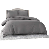 Combo Duvet + Plumon + Fundas Queen Gris Saten Stripe