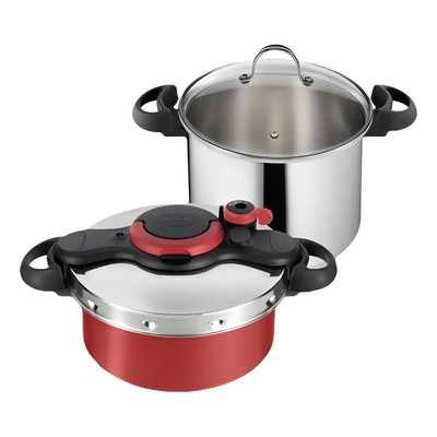 Set Clipso Ollas De Presion Acero Inoxidable Marca T-fal Color Gris