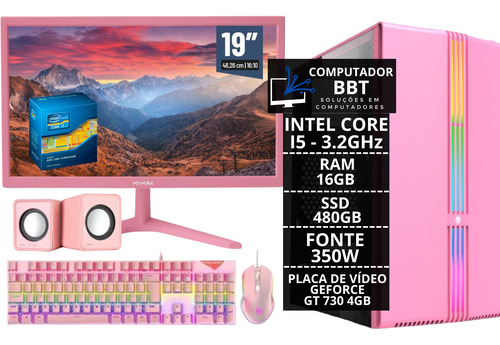 Pc Gamer Rosa Completo Intel Core I5 16 Gb 480 Gb Gt 730 4gb