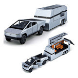 Tesla Cybertruck Remolque Caravana Kit Miniatura Metal Coche