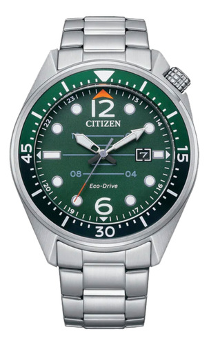 Relógio Citizen Aw171586x Ecodrive Genuíno Aço Visor Verde