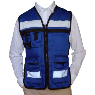Chaleco Brigadista Reflejante Gabardina Color Azul Rey Talla Del Chaleco Reflejante Unitalla Ajustable | MercadoLibre
