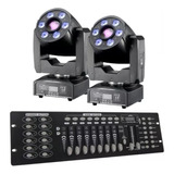 2 Moving Head Spot 60w 8 Cores Prisma Wash 6 Led + Mesa Dmx