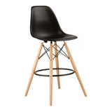 Banqueta Eames Plastico Asiento Alto Base Madera