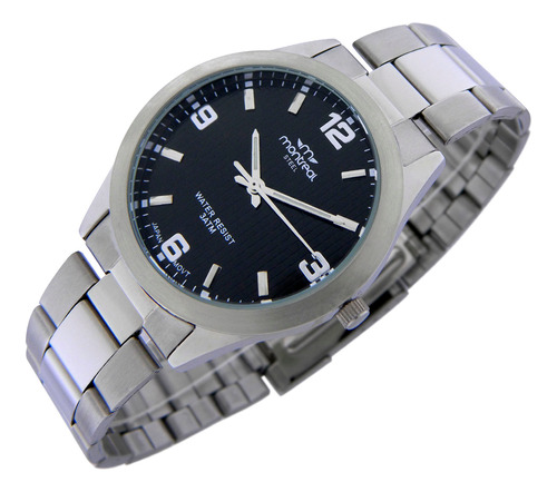 Reloj Montreal Hombre Ml1746 100% Acero Agujas Luminosas