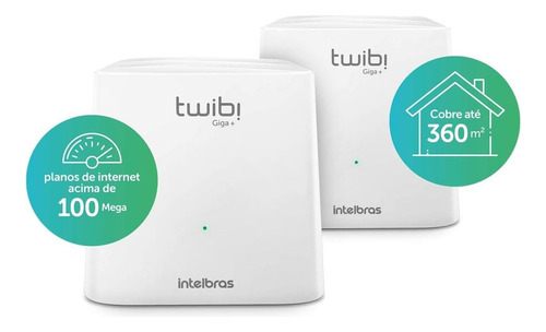  Intelbras Twibi  Kit Com 2 Roteadores Mesh Ac 1200 Twibi Giga+ 360m² Cor Branco