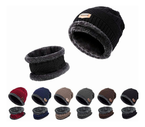 Gorro Bufanda Conjunto Para Frio Invierno Unisex Tejido Lana