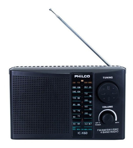 Radio Portátil Philco Ic-x60 220v 4 Bandas Am-fm-sw1-sw2