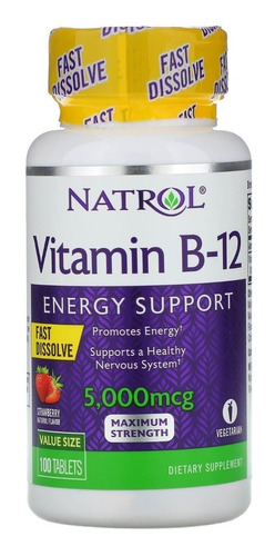 Vitamina B12 5000mcg Fast Dissolve 100 Comprimidos Natrol