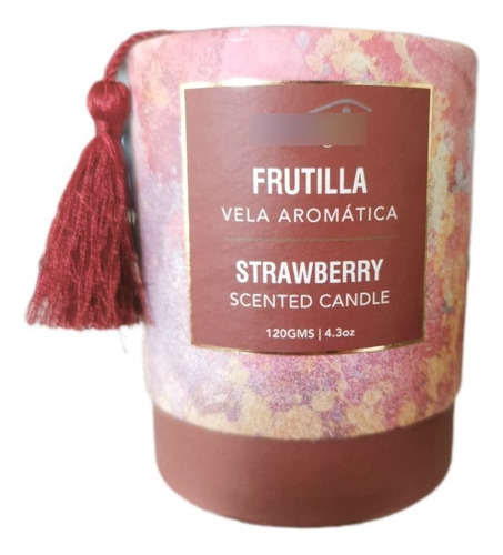 Vela Aromatica De Vidrio Strawberry Con Pom Pom 120grs