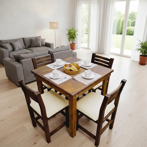 Mesa Comedor 80x80 Cm Con 4 Sillas Restaurante Bar Cafe Giy