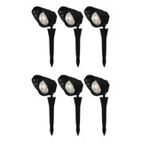 Kit 6 Luminaria Espeto Jardim Led 5w Verde Prova D'água Ip65 Cor Da Carcaça Preto