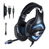 Audifonos Gamer Headset Onikuma K1b Pro Pc  Azul Negro