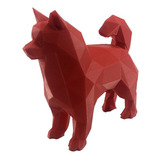 Samoieda Em Pé Low Poly Cachorro Pet Decoração 3d Vermelho
