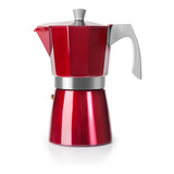 Cafetera Italiana Express Evva Aluminio Roja 9 Tazas Ibili Color Rojo