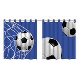 Cortina Infantil Quarto Campo Futebol Bola Gramado Azul