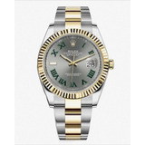 Relógio Rolex Datejust Cinza Misto Com Caixa E Certificado