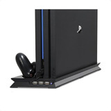 Soporte Vertical Ps4 Pro Con Ventilador Y Cargador Controles