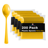 Cucharas De Plastico Amarillas Desechables, 200 Piezas, Cubi