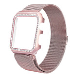 Conjunto Luxo Pulseira + Case Strass Para Apple Watch E Iwo