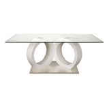 Mesa De Comedor Rectangular Vidrio 2 Metros Moderna - Luxury