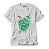 Camiseta Gamer Zelda Ocarina Of Time Link Espada Escudo B