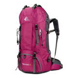 Mochila Senderismo Ligera Impermeable Rosa 60l