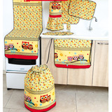 Conjunto Para Cozinha Bordado Estampado Kit 10 Peça Coruja