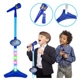 Microfone Brinquedo Montável Azul Menino P/ Crianças Com Luz